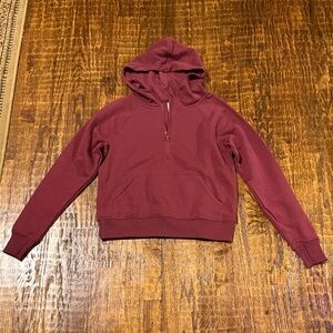 Member’s Mark Quarter Zip Hoodie Small Burgundy Athletic Thumb Holes